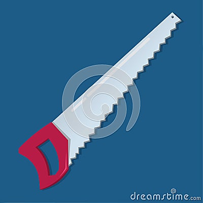 Crosscut hand saw with long steel blade vector illustration Vector Illustration