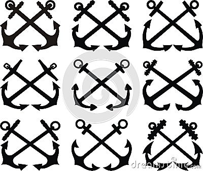 Crossed anchor set Vector Illustration