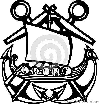 Crossed Anchor Viking Vector Illustration
