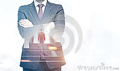 Businessman lost in maze, wrong life choice Stock Photo
