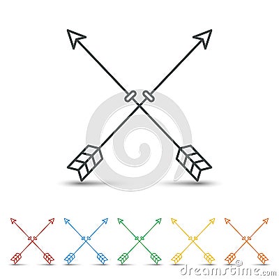 Crossed arrow icon set flat design on white background Vector Illustration