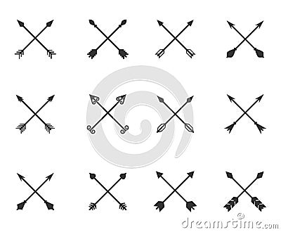 Crossed Arrows Set Vector Illustration