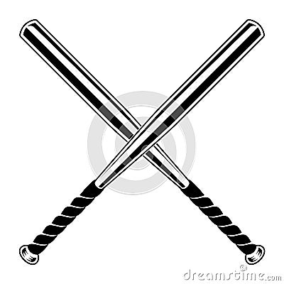 Crossed Baseball Bats Vector Vector Illustration