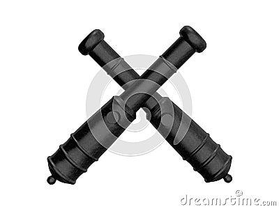 Crossed black powder cannons 3d rendering Stock Photo