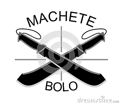 Crossed Bolo machete knife silhouette, vector design Vector Illustration