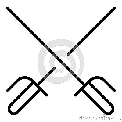 Crossed fencing sword icon, outline style Vector Illustration