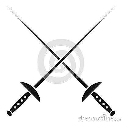 Crossed fencing sword icon, simple style Vector Illustration