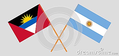 Crossed flags of Argentina and Antigua and Barbuda Vector Illustration