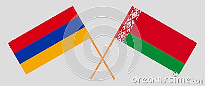 Crossed flags of Belarus and Armenia Vector Illustration