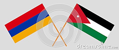 Crossed flags of Jordan and Armenia Vector Illustration