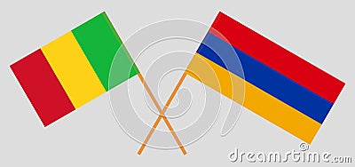 Crossed flags of Mali and Armenia Vector Illustration