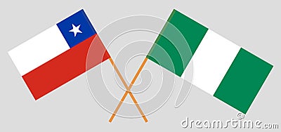Crossed flags of Nigeria and Chile Vector Illustration