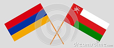 Crossed flags of Oman and Armenia Vector Illustration