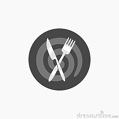 Crossed fork and knife icon Vector Illustration