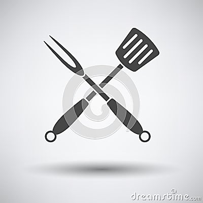 Crossed Frying Spatula And Fork Icon Vector Illustration