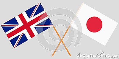 The crossed Japan and UK flags. Official colors. Vector Vector Illustration