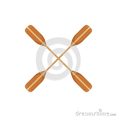 Crossed kayak paddle icon, flat style Vector Illustration
