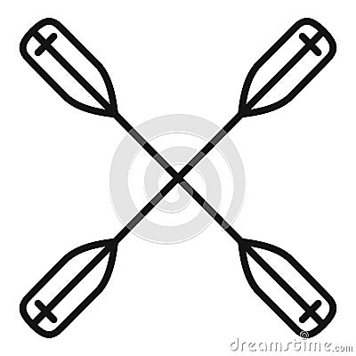 Crossed kayak paddle icon, outline style Vector Illustration