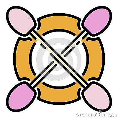 Crossed kayak paddles icon color outline vector Vector Illustration