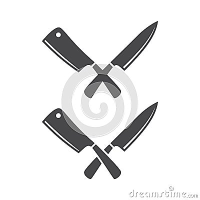 Crossed kitchen knives vector icon. Chef or cooking knife. Vector Illustration