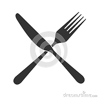 Crossed Knife and fork icon Cartoon Illustration