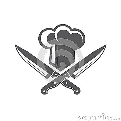 Crossed knives and chef hat Vector Illustration