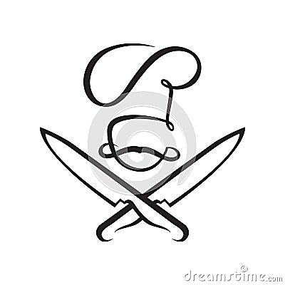 Crossed knives and chef Vector Illustration