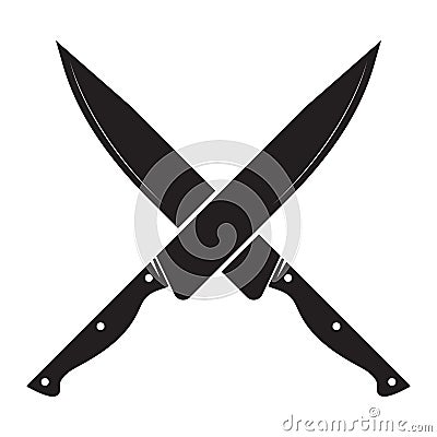 The crossed knives icon. Knife and chef, kitchen symbol. Flat isolated illustration Cartoon Illustration