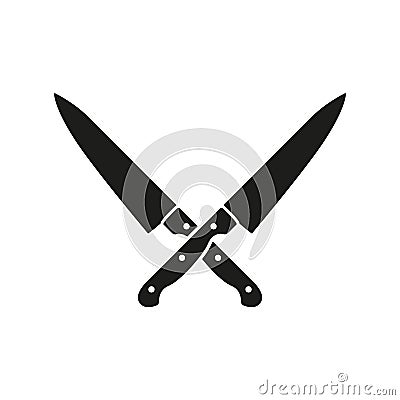 The crossed knives icon. Knife and chef, kitchen symbol. Flat Vector Illustration