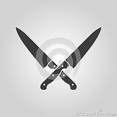 The crossed knives icon. Knife and chef, kitchen symbol. Flat Vector Illustration