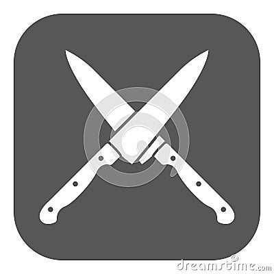 The crossed knives icon. Knife and chef, kitchen symbol. Flat Vector Illustration