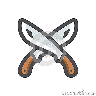 Crossed machete knifes Vector icon Cartoon illustration Vector Illustration