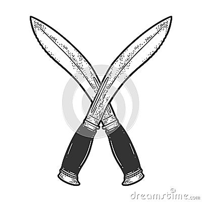 Crossed machete sketch vector illustration Vector Illustration