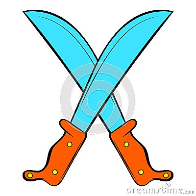 Crossed machetes icon cartoon Vector Illustration