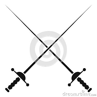 Crossed metal rapiers icon, simple style Vector Illustration
