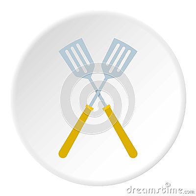 Crossed metal spatulas icon circle Vector Illustration