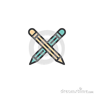 Crossed pencils filled outline icon Vector Illustration