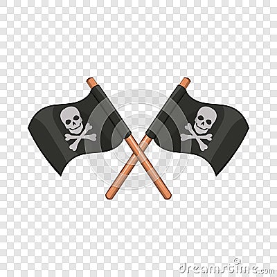 Crossed pirate flags icon, cartoon style Vector Illustration