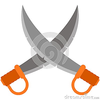 Crossed pirate sword blade vector isolated on white Vector Illustration