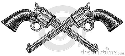 Crossed Pistol Guns Vector Illustration