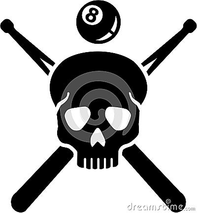 Crossed queque pool skull Vector Illustration