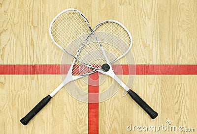 Crossed rackets top view Stock Photo