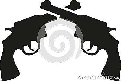 Crossed revolver guns Vector Illustration