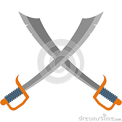 Crossed sword or saber vector isolated on white Vector Illustration