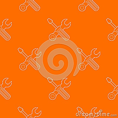 Crossed screwdriver and wrench pattern vector orange Vector Illustration