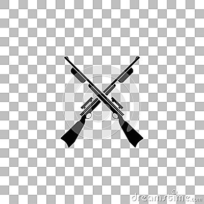 Crossed shotguns, hunting rifles icon flat Vector Illustration