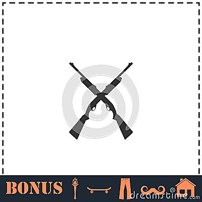 Crossed shotguns, hunting rifles icon flat Stock Photo