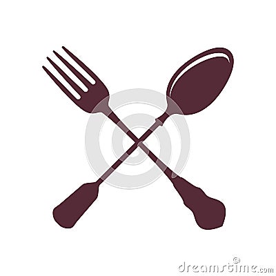 Crossed Spoon with Fork isolated on white Background vector Vector Illustration