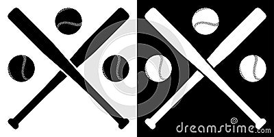 Crossed sports baseball bats with balls. American national sport. Active lifestyle. Realistic vector Vector Illustration