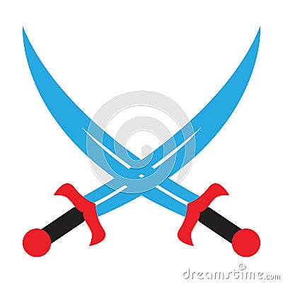 Crossed swords pirate sabers icon edged weapons Vector Illustration